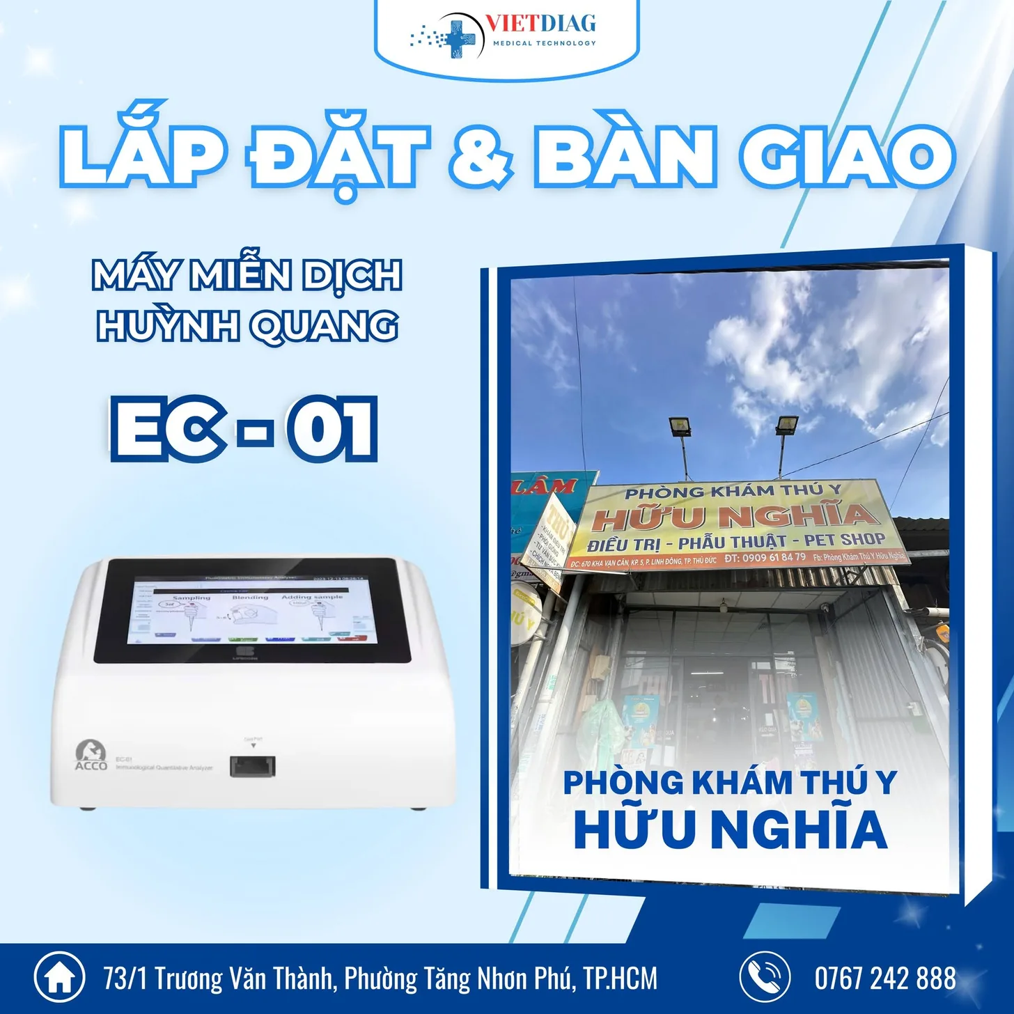 Bàn giao máy miễn dịch EC-01 tại Phòng khám thú y Hữu Nghĩa