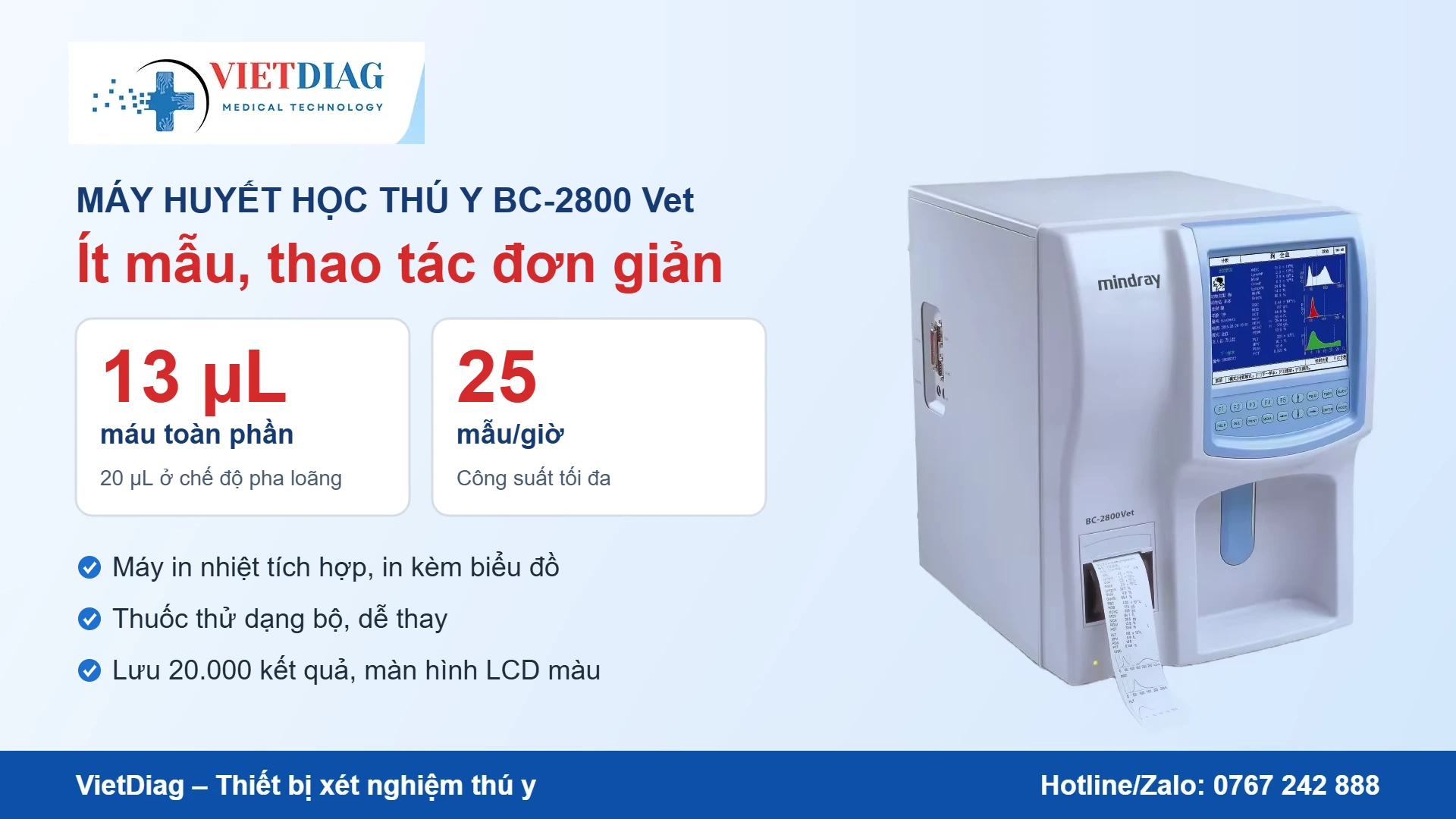 Chỉ cần 13 µL máu, chạy 25 mẫu/giờ