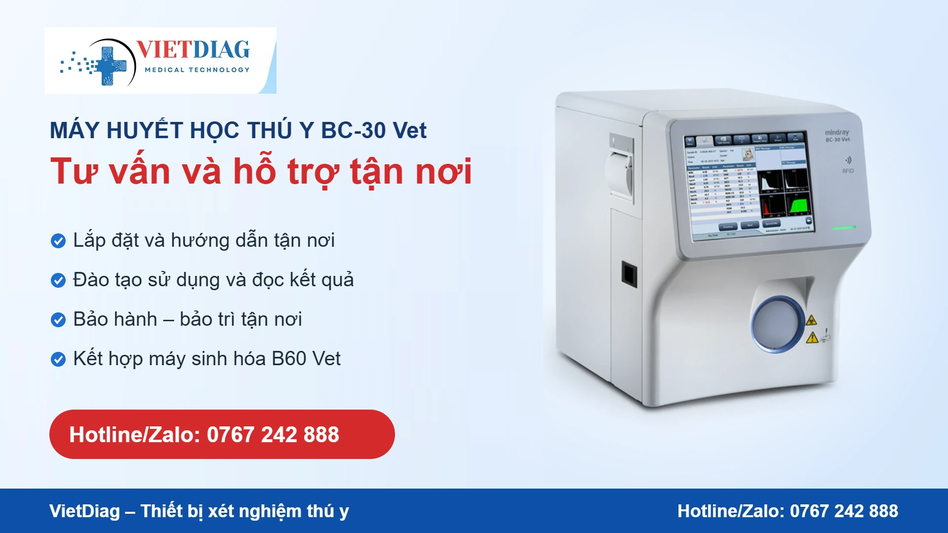 Lắp đặt, đào tạo, bảo hành máy huyết học BC-30 Vet tận nơi