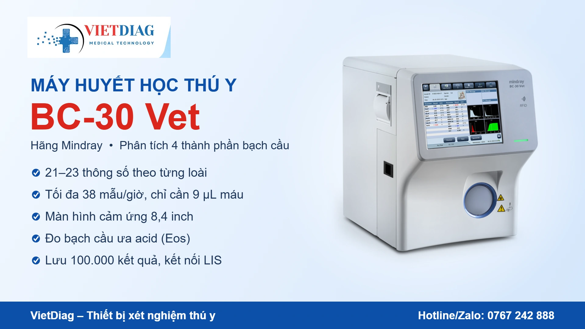 Máy huyết học thú y BC-30 Vet của Mindray
