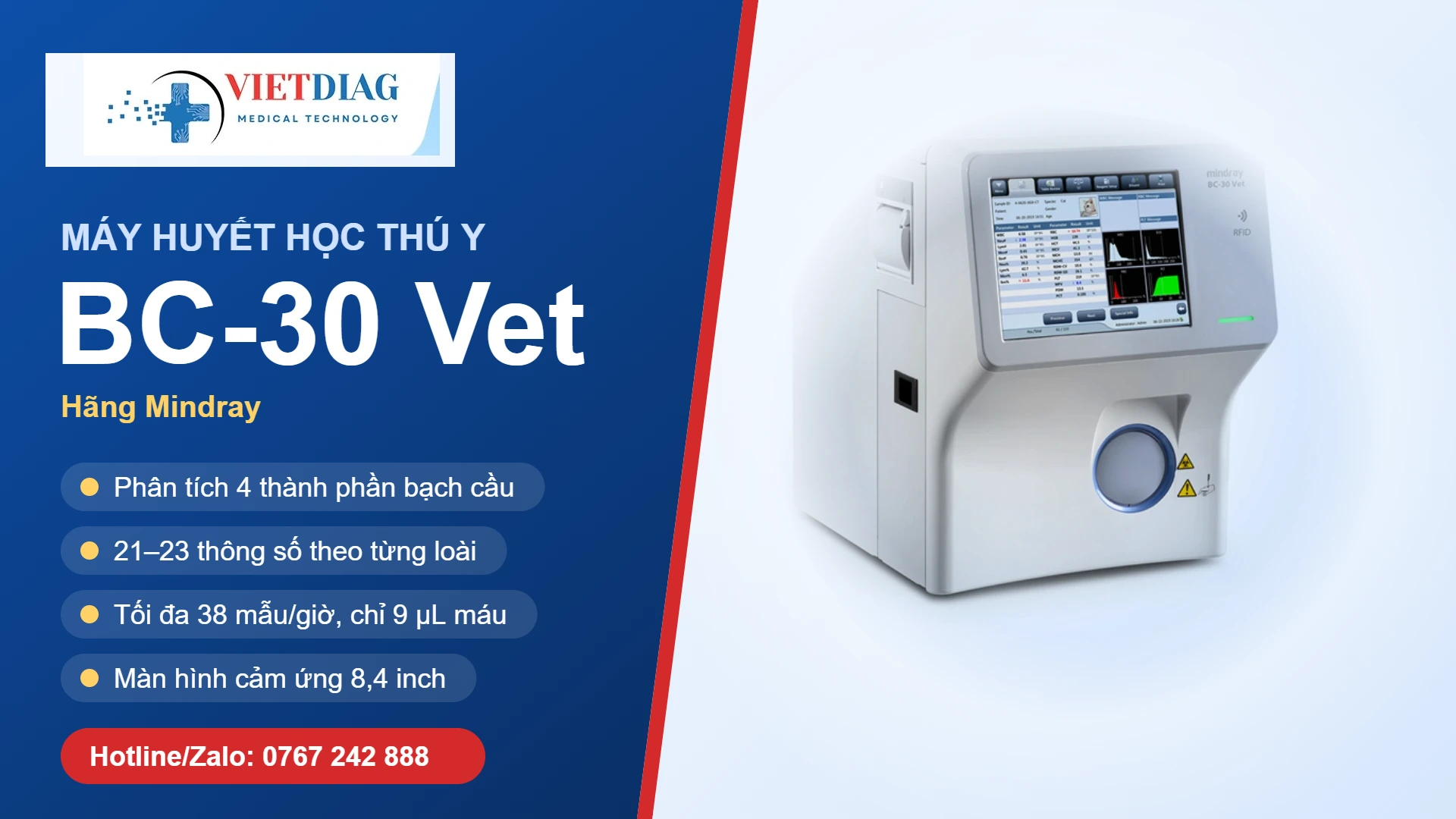 Máy huyết học thú y BC-30 Vet: thông số và đặc điểm