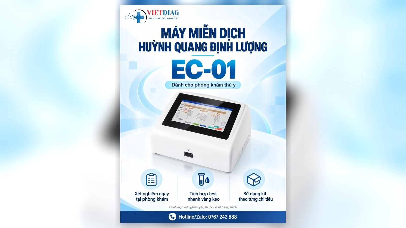 Máy miễn dịch huỳnh quang EC-01 cho phòng khám thú y