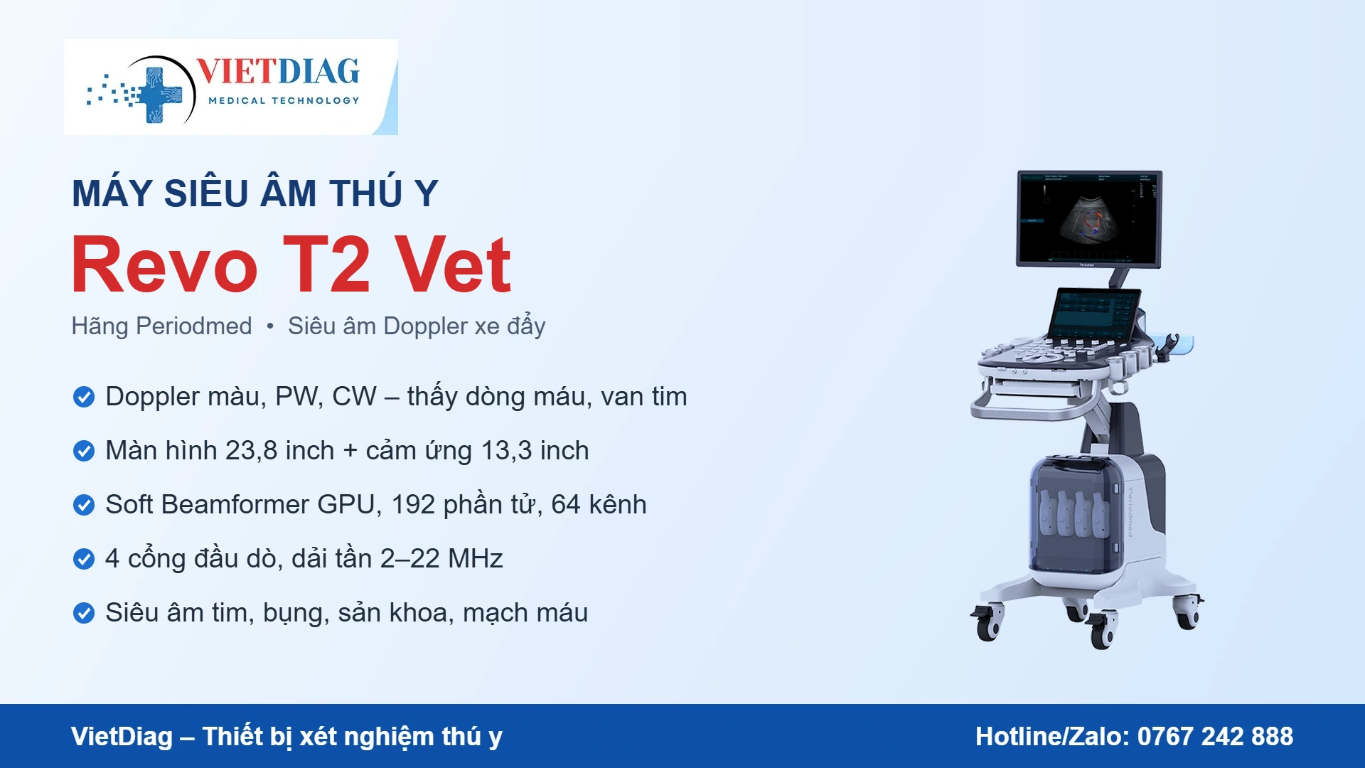Máy siêu âm thú y Revo T2 Vet của Periodmed